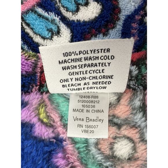 Vera Bradley Paisley Haymaker Fleece Blanket Black Multicolored 80X50 - Picture 5 of 6